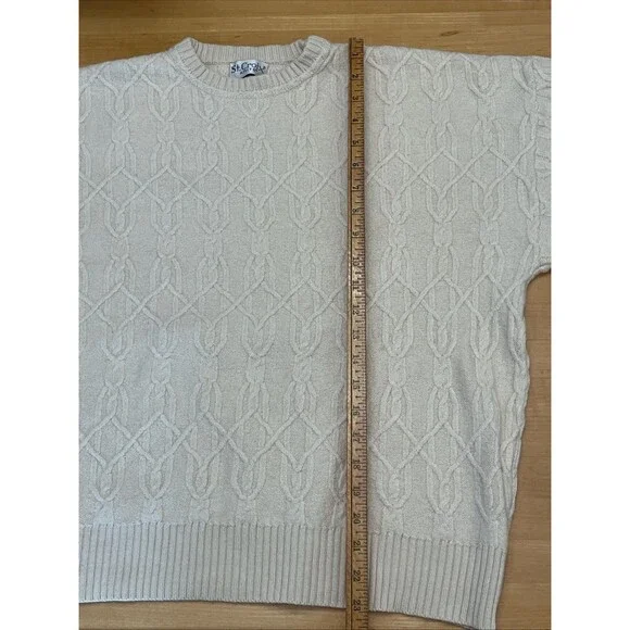 VTG St. Croix Men's Sweater USA Grandpa Core Chainlink Design Ivory Color M - Picture 7 of 12